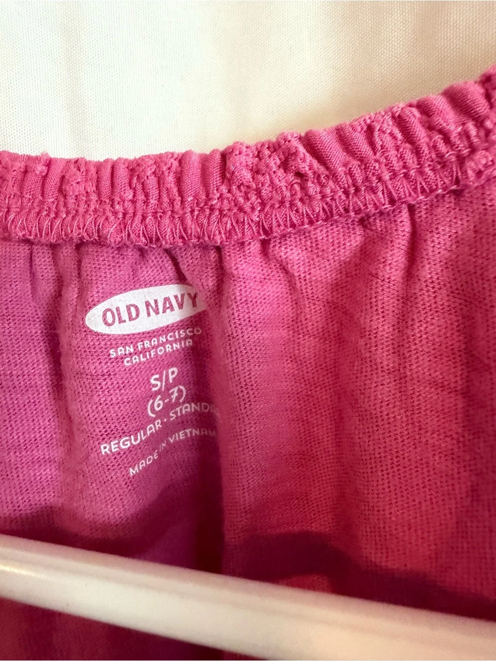 Old Navy Bright Pink Ruffle Neckline Cotton Dress